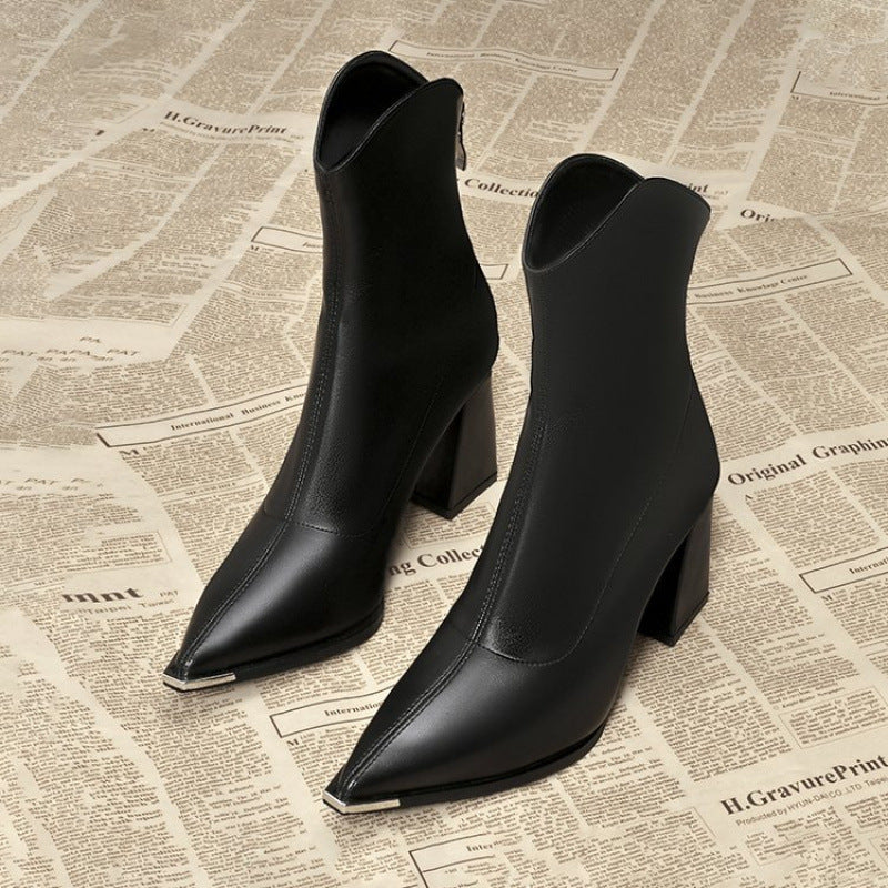 Victoria Chrome Tip Leather Boots